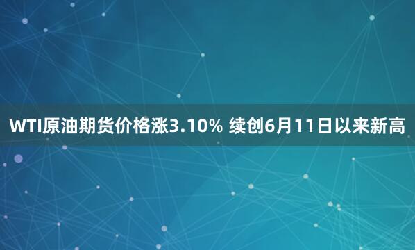 WTI原油期货价格涨3.10% 续创6月11日以来新高