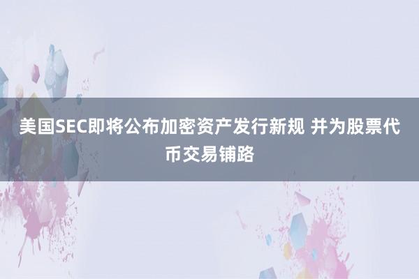 美国SEC即将公布加密资产发行新规 并为股票代币交易铺路