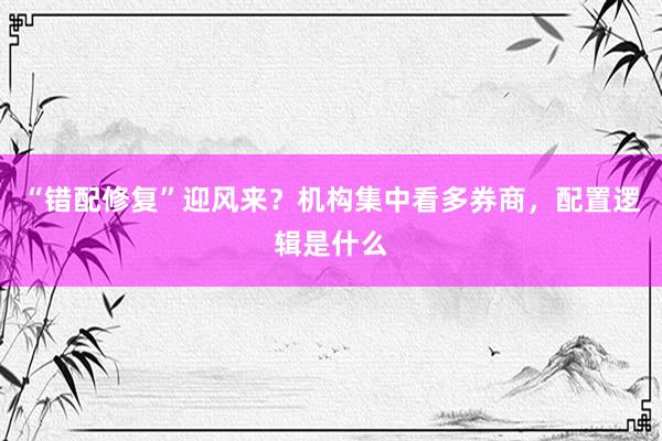“错配修复”迎风来？机构集中看多券商，配置逻辑是什么