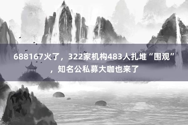 688167火了，322家机构483人扎堆“围观”，知名公私募大咖也来了