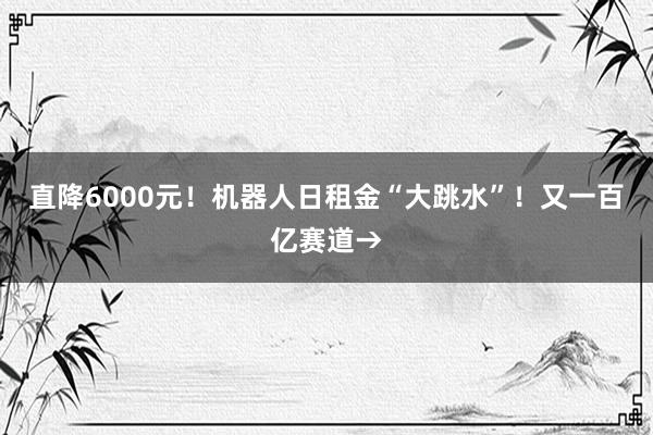 直降6000元！机器人日租金“大跳水”！又一百亿赛道→
