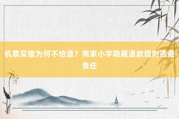 机票买错为何不给退？商家小字隐藏退款规则逃避责任