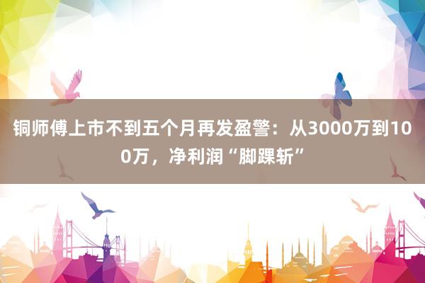 铜师傅上市不到五个月再发盈警：从3000万到100万，净利润“脚踝斩”