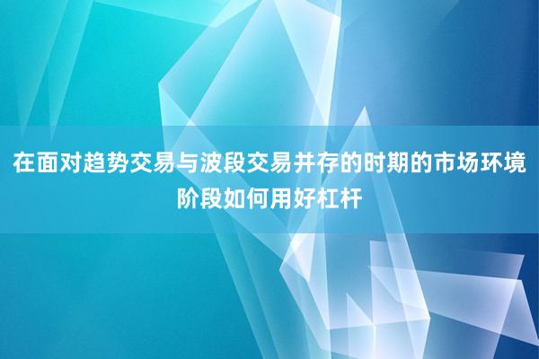 在面对趋势交易与波段交易并存的时期的市场环境阶段如何用好杠杆