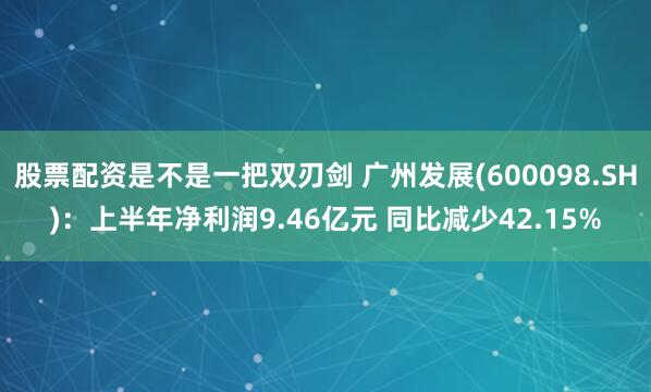 股票配资是不是一把双刃剑 广州发展(600098.SH)：上半年净利润9.46亿元 同比减少42.15%