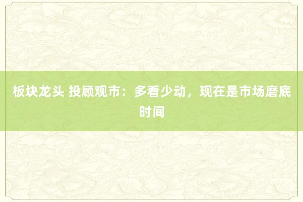 板块龙头 投顾观市：多看少动，现在是市场磨底时间
