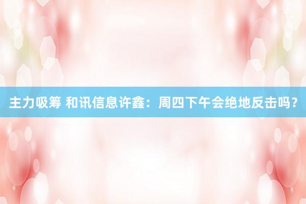 主力吸筹 和讯信息许鑫：周四下午会绝地反击吗？