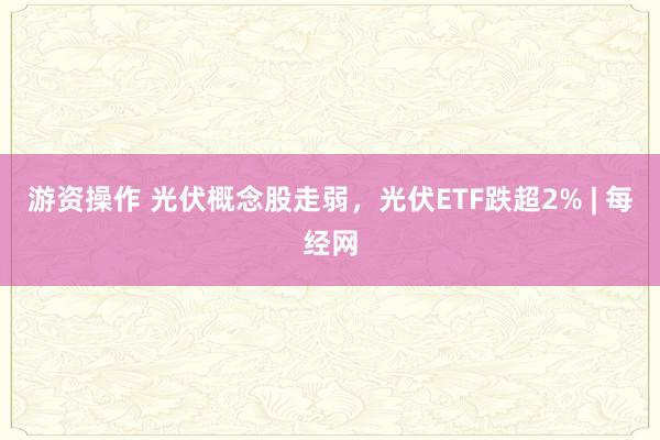 游资操作 光伏概念股走弱，光伏ETF跌超2% | 每经网