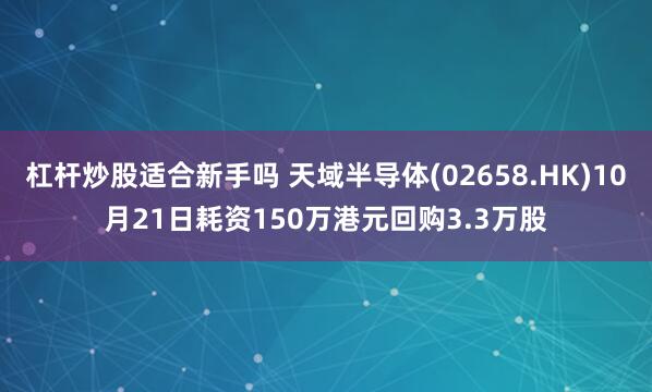 杠杆炒股适合新手吗 天域半导体(02658.HK)10月21日耗资150万港元回购3.3万股